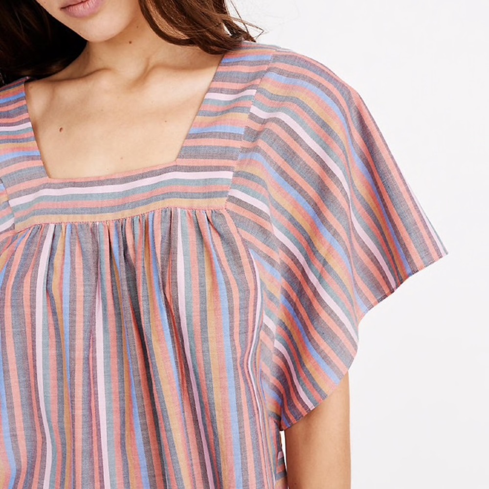 Madewell butterfly top in rainbow stripe